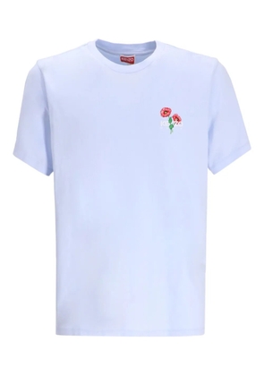 Kenzo poppy-embroidered cotton T-shirt - Blue