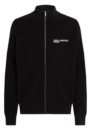 Karl Lagerfeld Jeans logo-embroidered cardigan - Black