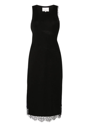 3.1 Phillip Lim asymmetric lace-trim midi dres - Black