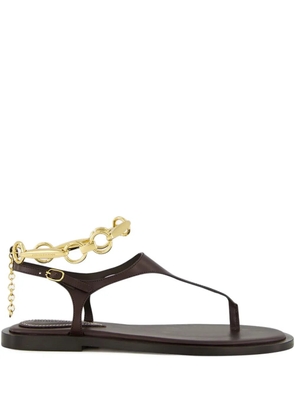 ZIMMERMANN Wild chain-embellished leather sandals - Brown