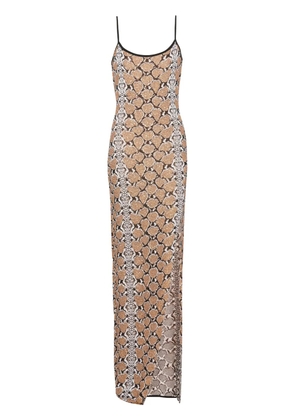 Balmain python-jacquard glittered maxi dress - Brown