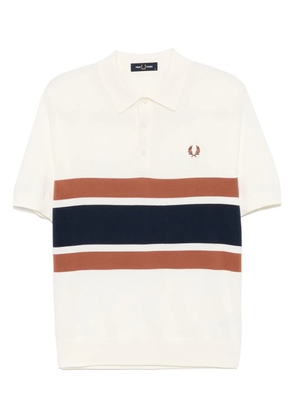 Fred Perry panelled knitted polo shirt - Neutrals