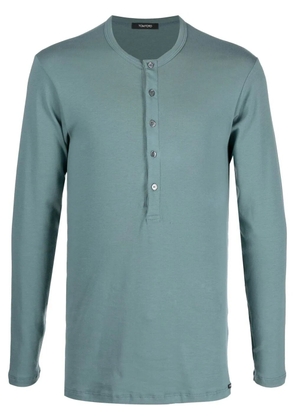TOM FORD button-up long-sleeve T-shirt - Blue