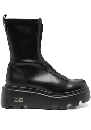 Cult 50mm zip-front platform boots - Black