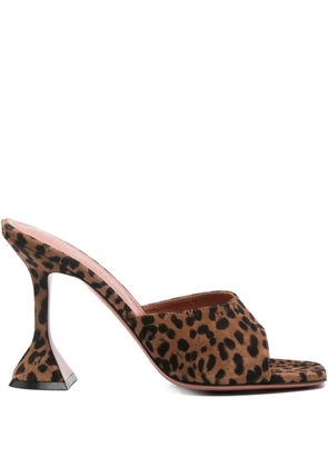 Amina Muaddi 95mm Lupita square-toe leopard sandals - Brown