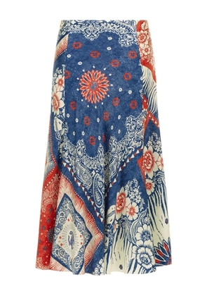 Roberto Cavalli bandana-print midi skirt - Blue
