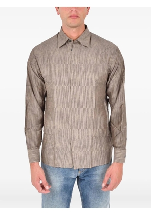 Emporio Armani herringbone-pattern shirt - Brown