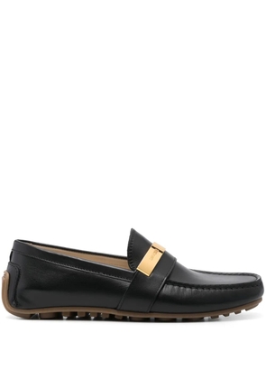 Moschino logo-plaque loafers - Black