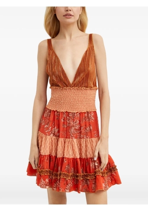 Chio V-neck ruffled dress - Red