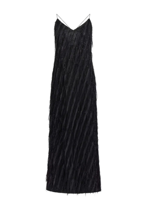Roberto Cavalli fringe-embellished slip dress - Black