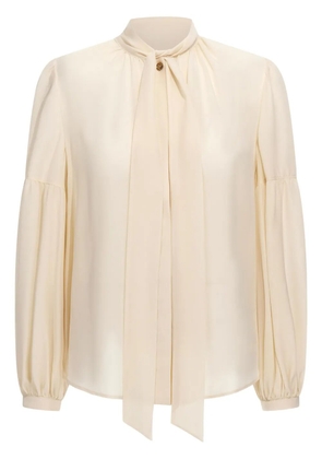 Roberto Cavalli tie neckline silk blouse - Neutrals