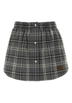 Miu Miu checked A-line skirt - Grey