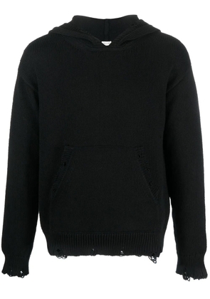 Saint Laurent distressed knitted hoodie - Black