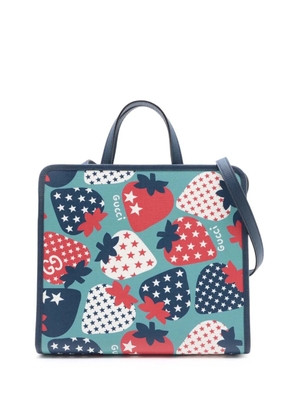 Gucci Pre-Owned 2016-2025 Childrens Printed Coated Canvas Strawberry satchel - Blue