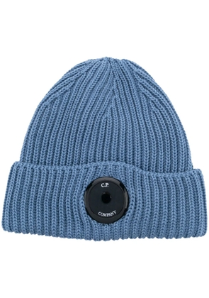 C.P. Company Lens-detail ribbed wool beanie - Blue