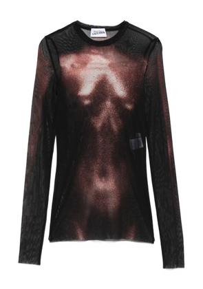 Jean Paul Gaultier mesh body-print top - Black