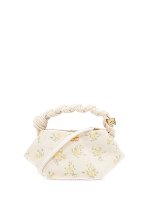 GANNI floral-embroidered tote bag - White