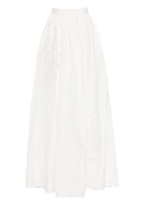 Elie Saab embroidered taffeta maxi skirt - White