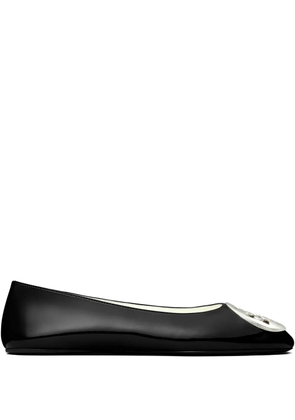 Tory Burch Reva logo-plaque leather ballet flats - Black