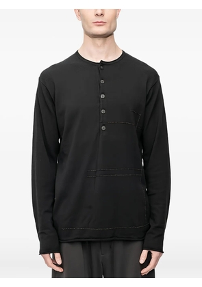 Devoa Henley-neck long-sleeve sweater - Black