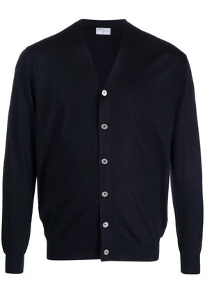 Fedeli V-neck virgin-wool cardigan - Blue