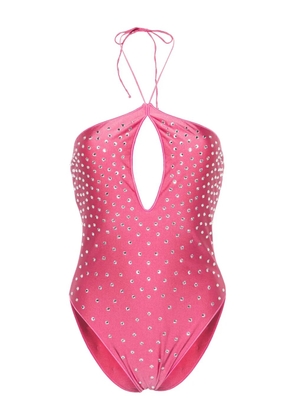 Oséree crystal-embellished halterneck swimsuit - Pink