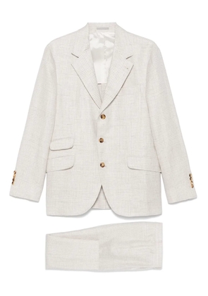 Brunello Cucinelli single-breast checked suit - Neutrals