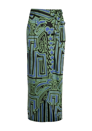Johanna Ortiz abstract-print wrap midi skirt - Black