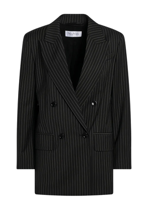 Max Mara striped-pattern double-breasted blazer - Black