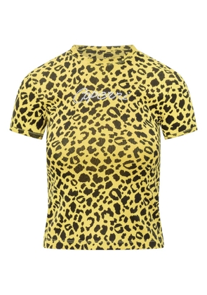 Coperni crystal-embellished leopard-print T-shirt - Yellow