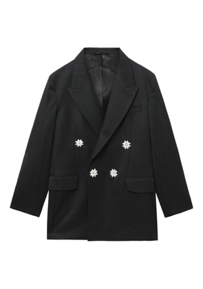 Simone Rocha flower-embellished double-breasted blazer - Grey