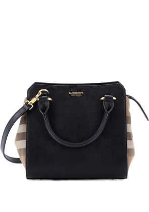 Burberry Pre-Owned Banwell Leather and House Check Canvas Mini tote bag - Black