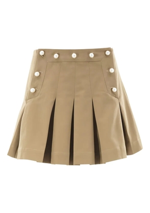 Sea Suzette pleated pearl-embellished mini skirt - Neutrals