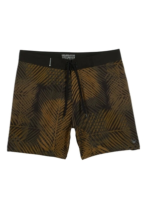 Osklen palm-tree print drawstring swim shorts - Brown