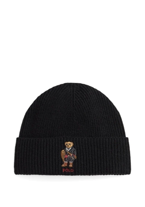 Polo Ralph Lauren bear-embroidered ribbed beanie - Black