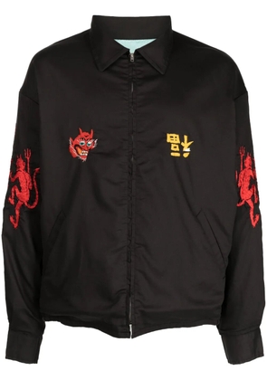 SAINT MXXXXXX graphic-embroidered shirt jacket - Grey