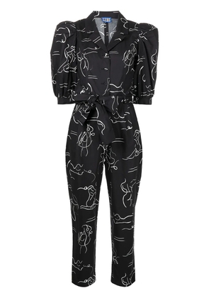 Lhd Casitas illustration-print jumpsuit - Black