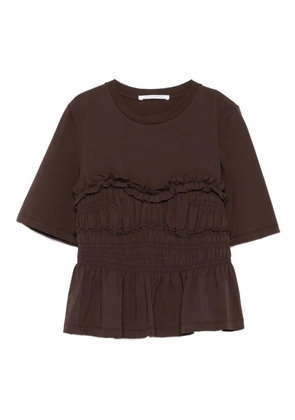 Cecilie Bahnsen smocked ruffled top - Brown
