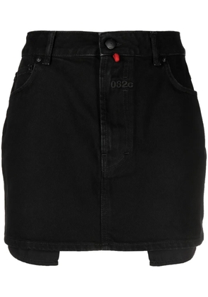 032c logo-embroidered mini denim skirt - Black