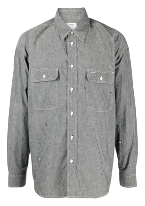 visvim logo-print paint-splatter shirt - Grey