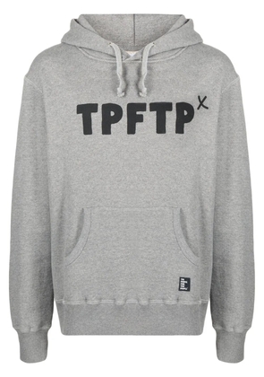 The Power For The People logo print drawstring hoodie - Grey