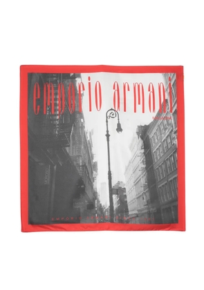 Emporio Armani photograph-print silk scarf - Grey