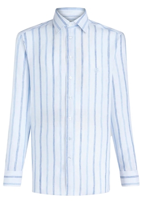 ETRO Pegaso-embroidered striped shirt - Blue