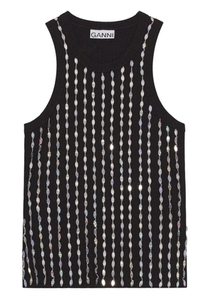 GANNI beaded sleeveless tank top - Black