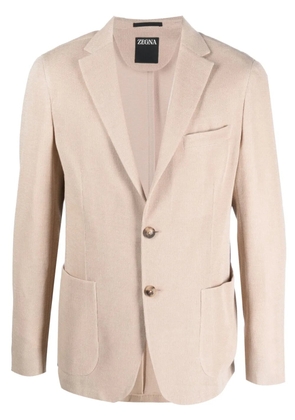 Zegna single-breasted cotton jacket - Neutrals