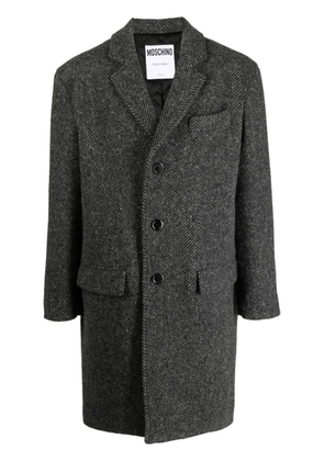 Moschino slogan-print wool peacoat - Black