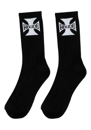 RHUDE logo ribbed socks - Black