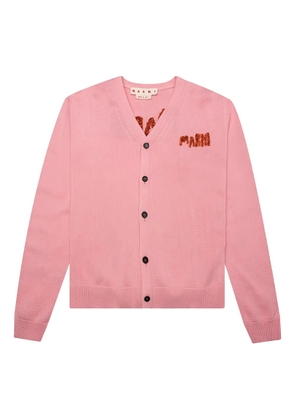 Marni embroidered logo cardigan - Pink