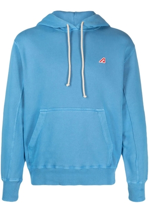 Autry logo-patch cotton drawstring hoodie - Blue
