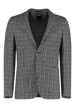 Zegna checked single-breasted blazer - Blue
